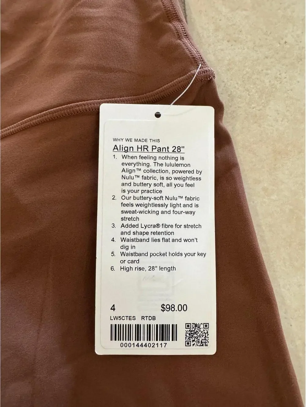 Lululemon Align High Rise 28” Roasted Brown Size 4 NWT